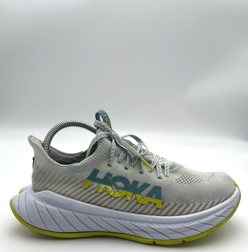 Hoka One One Carbon X 3 White Yellow Athletic Running Shoes Women’s 8B Sneakers
